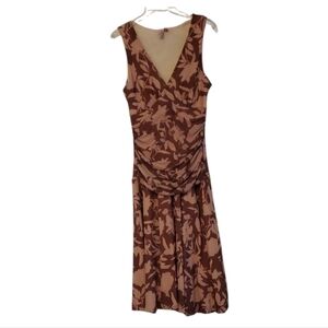 Sweet Pea Brown And Tan Floral Mesh Sleeveless Dress, Size Large